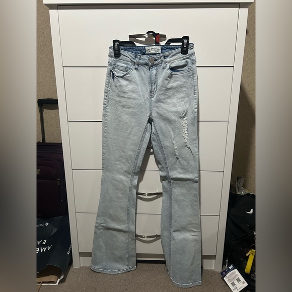 Blue Flare Wide Leg Jeans with High Waist - Picture 1 of 2
